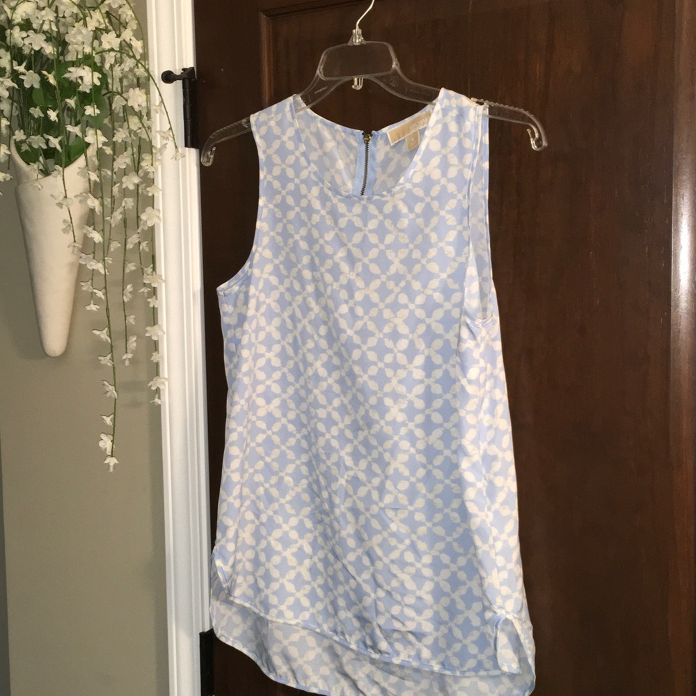 MICHAEL Michael Kors Light Blue and Cream Sleeveless Printed Tunic